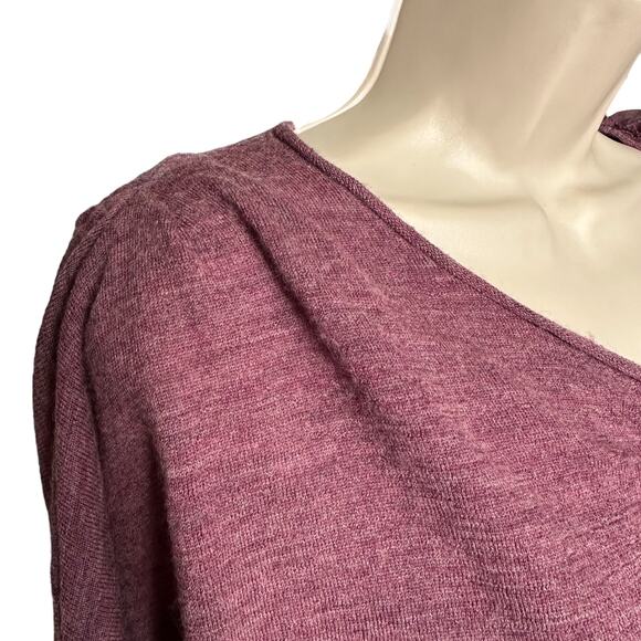 Knitted & Knotted Wool Ruffle Detail 3/4 Sleeve Sweater Top, Size S, Purple - Picture 9 of 13